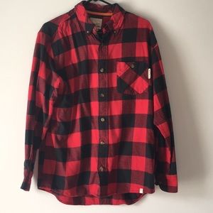 Field and stream red flannel button up shirt